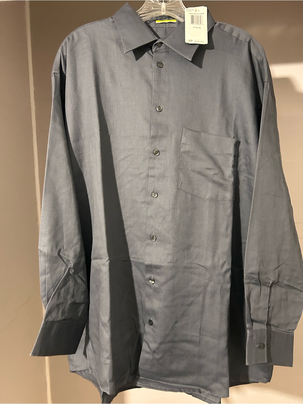 Kenneth Cole Steel Blue Long-Sleeve Dress Shirt